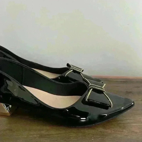 Women's Bow Block Heels Pumps - Picture 2 of 8